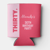 トレンディーはっきりしたピンクと赤ガーリー30歳の誕生日 缶クーラー (正面)
