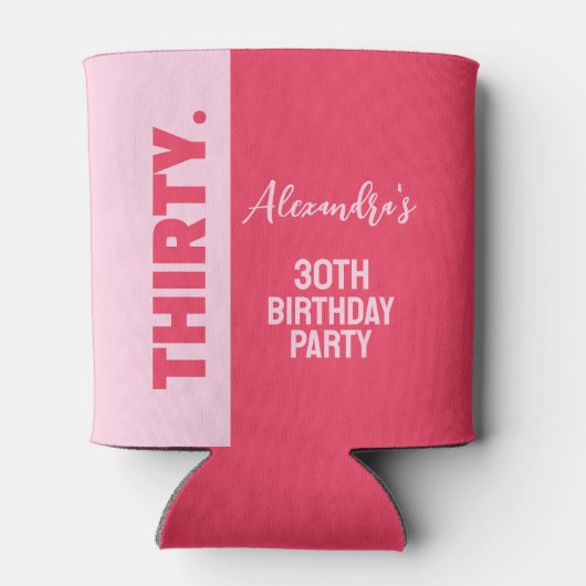 トレンディーはっきりしたピンクと赤ガーリー30歳の誕生日 缶クーラー (裏面)