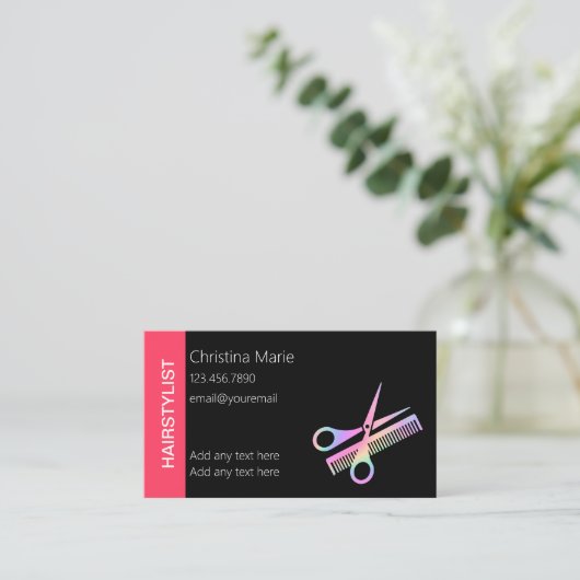 トレンディーはっきりしたヘアスタイリスト 名刺 (スタンド正面)