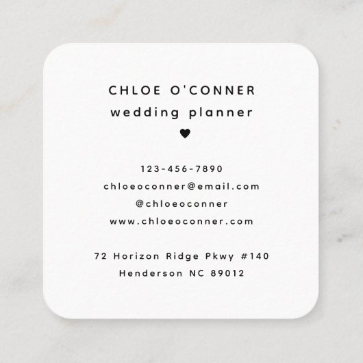 トレンディーはっきりしたモノグラムオレンジイニシャルスクリプト名 スクエア名刺 (裏面)