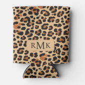 トレンディーはっきりしたレオパードカスタムプリント3文字モノグラム 缶クーラー (正面)