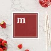 トレンディーはっきりした小文字モノグラムガーネットレッド スタンダードカクテルナプキン (インサイチュ)