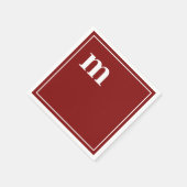 トレンディーはっきりした小文字モノグラムガーネットレッド スタンダードカクテルナプキン (角)