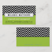 トレンディーはっきりした山模様パネル黒石灰グリーン 名刺 (正面/裏面)