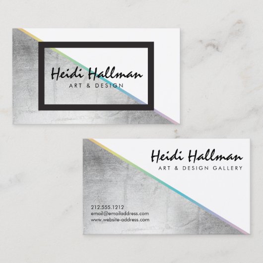 トレンディーはっきりした銀ホログラフィフェイクックカラーブロック 名刺 (正面/裏面)