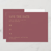 トレンディーほこりっぽいバラピンクの金ゴールド結婚式の日付を保存 セーブザデート (正面/裏面)