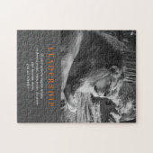 トレンディーやる気を起こさせるリーダーシップライオンブラック&ホワイト ジグソーパズル (横)