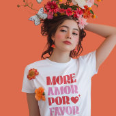 トレンディーより多くのAmor Por好意レッドとピンクシンプルの Tシャツ