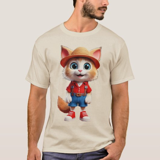 トレンディーを着た猫のグラフィック Tシャツ (正面)
