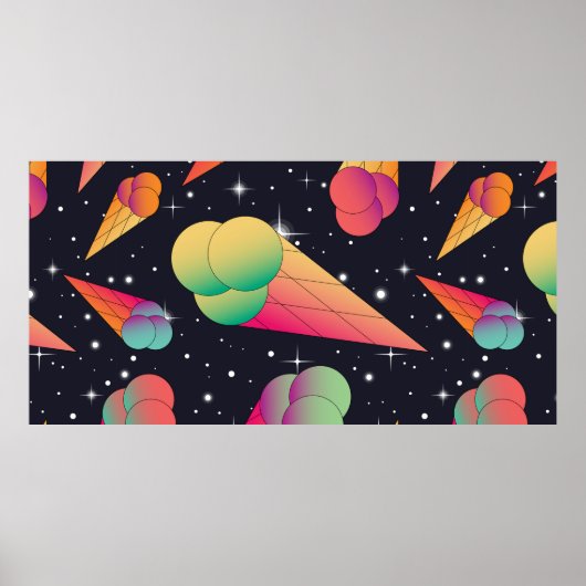 トレンディーアイスクリームのシームレスパターン。アイスクリームコーン ポスター (正面)