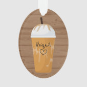 トレンディーアイスコーヒーパーソナライズされたホリデークリスマス オーナメント (正面)