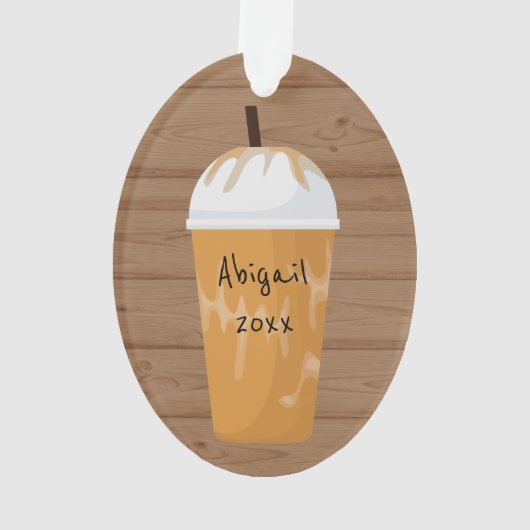 トレンディーアイスコーヒーパーソナライズされたホリデークリスマス オーナメント (裏面)