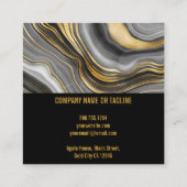 トレンディーアガテブラックアンド金ゴールド大理石 スクエア名刺 (裏面)