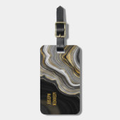 トレンディーアガテブラックアンド金ゴールド ラゲッジタグ (正面縦)