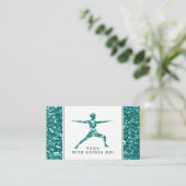 トレンディーアクアグリッターエフェクトヨガインストラクター 名刺 (スタンド正面)