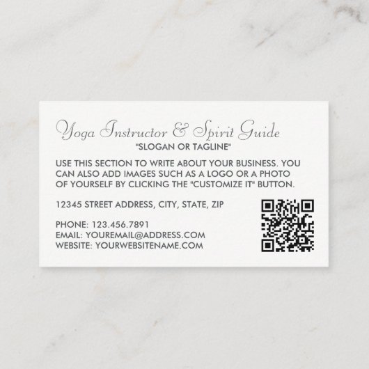 トレンディーアクアグリッターエフェクトヨガインストラクター 名刺 (裏面)