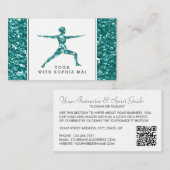 トレンディーアクアグリッターエフェクトヨガインストラクター 名刺 (正面/裏面)