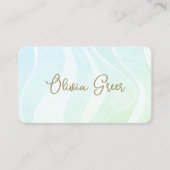 トレンディーアクアブルーレトロ水彩波 名刺 (正面)