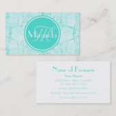 トレンディーアクアミントクラックルパターンとモノグラム 名刺 (正面/裏面)