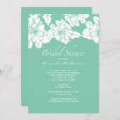 トレンディーアクア&ホワイトフローラブライダルシャワー招待状 招待状 (正面/裏面)
