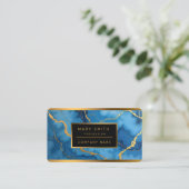 トレンディーアズールブルー金ゴールドマーブルコレクション 名刺 (スタンド正面)