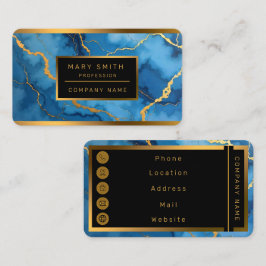 トレンディーアズールブルー金ゴールドマーブルコレクション 名刺