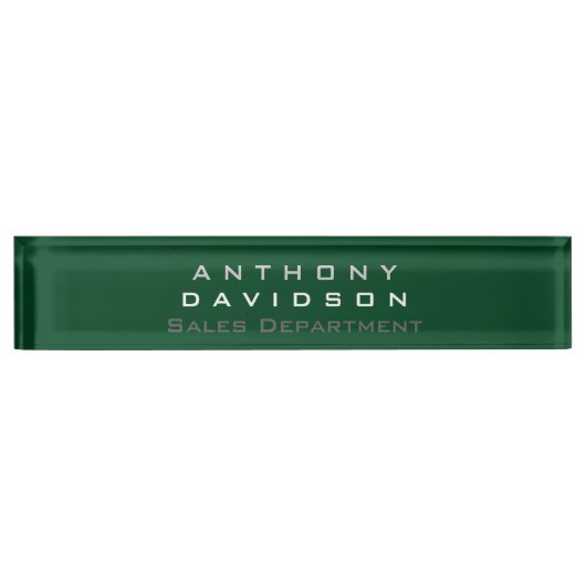 トレンディーアップフォレストグリーンミニマリストビジネス デスクネームプレート (正面)