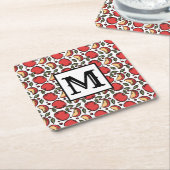 トレンディーアップルパターンモノグラム スクエアペーパーコースター (アングル)