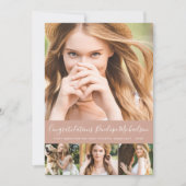 トレンディーアニマルプリント写真コラージュ卒業 案内状 (正面)