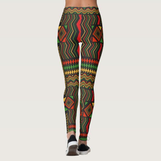 トレンディーアフリカ部族地域抽象芸術 レギンス (裏面)
