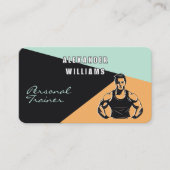 トレンディーアプリコットエアロブルーQRcodeパーソナルトレーナー 名刺 (正面)