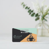 トレンディーアプリコットエアロブルーQRcodeパーソナルトレーナー 名刺 (スタンド正面)