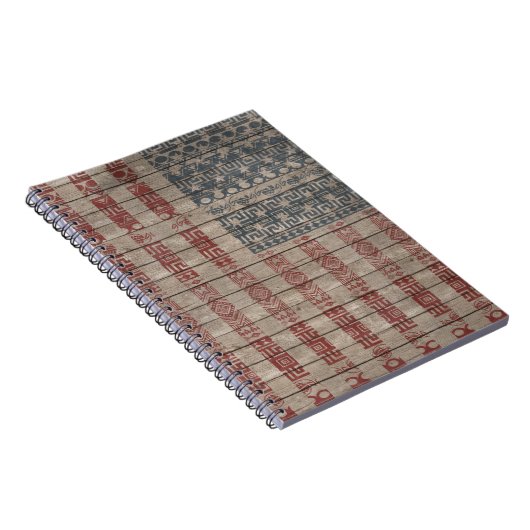 トレンディーアメリカ国旗アステカの部族パターン ノートブック (右側)