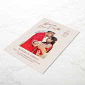 トレンディーアーチフォイルカスタムカラー日付カードを保存 箔招待状 (回転した状態)