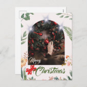 トレンディーアーチ写真タイポグラフィメリークリスマス シーズンポストカード (正面/裏面)