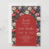 トレンディーアーチ水彩カラフル野花 招待状 (正面)