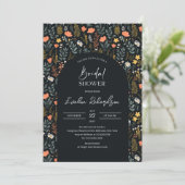 トレンディーアーチ水色ネイビーイエローワイルドフラワー 招待状 (スタンド正面)