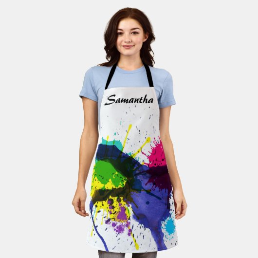 トレンディーアーティス絵を描トスプラッシュパーソナライズされた エプロン (着用した状態)