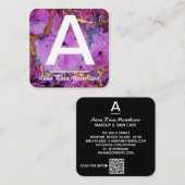 *~*トレンディーアートイニシャル金ゴールドQRロゴ写真 スクエア名刺