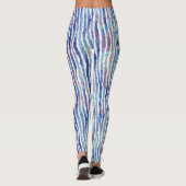 トレンディーアートカラフルストライプの水色パターン レギンス (裏面)