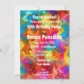 トレンディーアートカラフルレインボーバースデーパーティーイベント 招待状 (裏面)