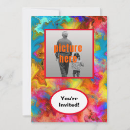 トレンディーアートカラフルレインボーバースデーパーティーイベント 招待状