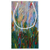 トレンディーアートグリーンブルーブラシモダン抽象芸術アート スモールペーパーバッグ (裏面)