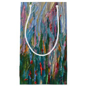 トレンディーアートグリーンブルーブラシモダン抽象芸術アート スモールペーパーバッグ (正面)