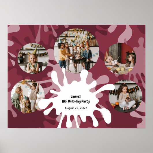 トレンディーアート誕生日5写真コラージュテンプレート ポスター (正面)