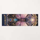 トレンディーアールデコ紫ピンク金ゴールド蝶 ヨガマット (正面(横))