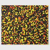 トレンディーイエローとオレンジの迷彩パターン ラッピングペーパー (フラット)