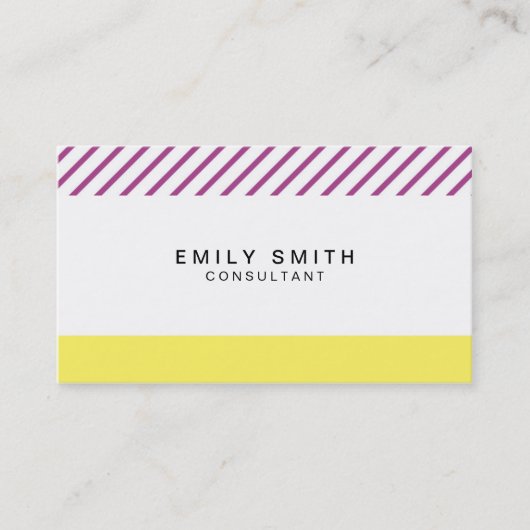 トレンディーイエローとパープルのストライプソーシャルメディア 名刺 (正面)
