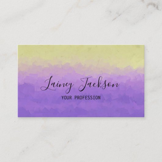 トレンディーイエローとライトパープル抽象芸術 名刺 (正面)
