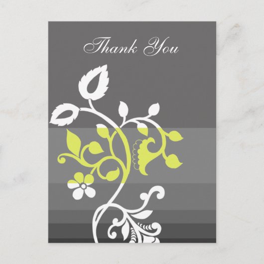 トレンディーイエローグレイサンキューカード ポストカード (正面)